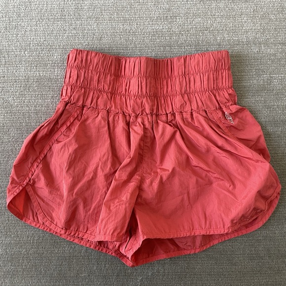 Free People Movement Shorts Women L Orange Boxer Boyfriend High Rise Running - Picture 1 of 8